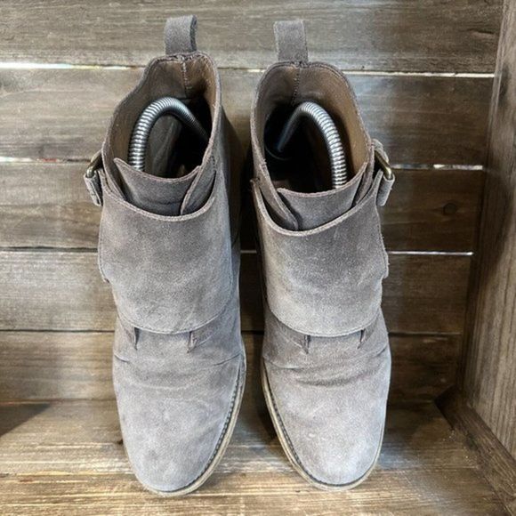 Womens Sartore Gray Suede Double Monk Strap Ankle Boots Size EUR 37 US 6.5-7 GUC - Picture 3 of 6